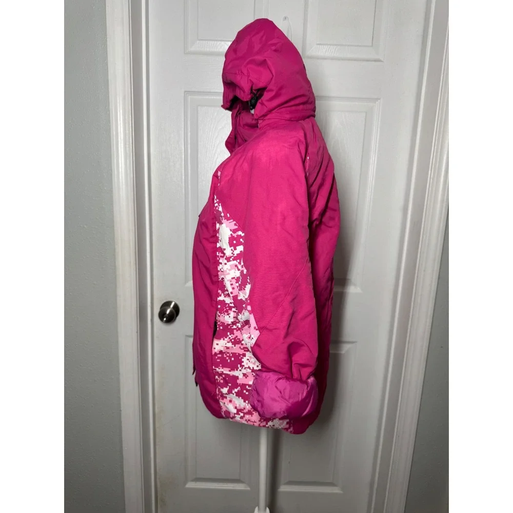 Polar Edge Ski Jacket Girls XL Pink Digital Camo Good Water Resistant Hooded